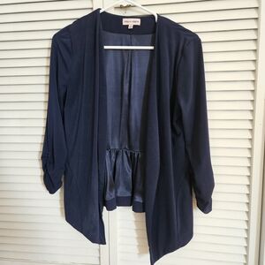Navy Blue Open Front Blazer